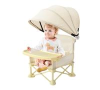 Asiento de viaje plegable para bebés, silla alta de viaje, silla de dosel solar, bandeja lavable, diseño de plegado rápido, 31x31x37cm, para hogar, al aire libre, césped, acampar, playa, picnic