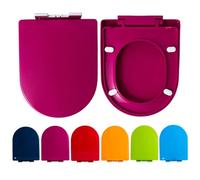Asiento del inodoro suave cerrado en forma de D, 未处理 Soft Close D-Shaped Toilet Seat Red & Green, One-Button Easy Release Hinge, Easy to Clean & Install, 360x445mm(Purple)
