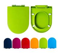 Asiento del inodoro suave cerrado en forma de D, 未处理 Soft Close D-Shaped Toilet Seat Red & Green, One-Button Easy Release Hinge, Easy to Clean & Install, 360x445mm(Green)