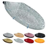 Asiento del inodoro suave cerrado en forma de D, Toilet Seat Soft Close Quick Release Top Bottom Fixing 36 x 42 cm Multicolor(Transparent Silver)