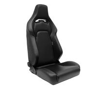 Asiento deportivo VGR, piel sintética negra + costuras plateadas, respaldo reclinable de doble cara, incluye toboganes