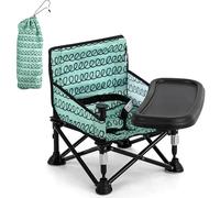 Asiento elevador de viaje para bebé con doble bandeja, asiento de playa portátil para niños, asiento de piso para mesa de comedor, asiento de bebé estable y plegable para interiores y exteriores
