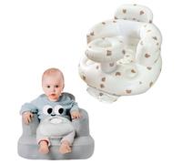 Asiento inflable para bebés a partir de 4 - 24 meses, sofá de apoyo para la espalda del bebé, soporte de suelo para aprender a sentarse (oso pequeño+funda de sofá)