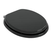 Asiento inodoro MDF cierre suave negro 44 x 38 cm | MDF robusto, cierre silencioso, parachoques estables, fijación estándar, uso interior