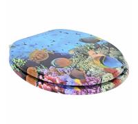 Asiento inodoro MDF con cierre suave azul mar profundo 44 x 38 cm | Tablero MDF resistente, cierre silencioso, parachoques deslizante, montaje estándar 13-18 cm, uso interior, fácil limpieza