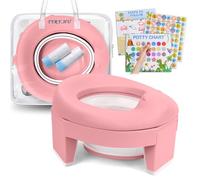Asiento Inodoro Plegable para Niños 3 in 1 Orinal Portátil EVA Suave Reductor WC para Bebé con Piezas a Prueba de Salpicaduras Adaptador pare Casa y Viaje (Rosa)