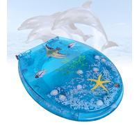 Asiento Inodoro Tapa WC Estándar Cierre Suave Automático Antibacteriano Resina Bisagras INOX, Asiento cómodo, Calidad Robusta, de fácil Montaje