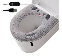 Asiento Inodoro - USB Calentado Cordero Lana Lavable Asientos Cremallera, 5 Temperatura Temporizador Ajustes | Eléctrico Cálido Bidet Asiento, Baño Confort Hogar Mejora Accesorio