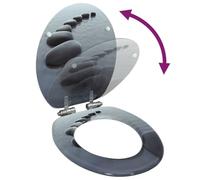 Asiento inodoro WC con tapa de cierre suave MDF diseño piedras,Bricolaje,Fontanería,Piezas y herramientas para componentes de fontanería,Accesorios de baño y bidé,Asientos de inodoros y bidés-143928