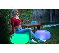 InnovaGoods - Puf Hinchable LED Multicolor, Mando a Distancia Limpio, Resistente al Agua, Ligero y portátil, Ideal para Interior y jardín, Blanco, único, plástico