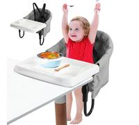 Asiento Mesa Bebe con Bandeja Extraíble, Trona de Viaje Plegable, Asiento Portátil de Alimentación Arnés de 5 Puntos con Hombreras Acolchadas, Adecuado para Familia y Viajes