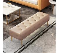 Asiento moderno tapizado de cuero, lujoso mueble de entrada al final de la cama para sala de estar con patas de estudio
