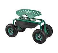 Asiento móvil para Trabajar en jardín Scooter [Verde] Carrito con Ruedas para jardín Roll Altura Regulable