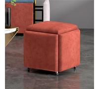Asiento otomano azul con ruedas giratorias 5 en 1, taburete anidable para sala de estar, silla de tocador extraíble, sofá otomano apilable