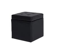 Asiento otomano de almacenamiento de piel sintética con tapa abatible, caja de juguetes y taburete para zapatos para sala de estar, dormitorio o entrada de puerta delantera (negro)
