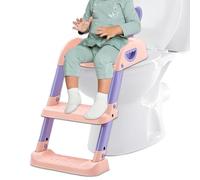 Asiento para inodoro, asiento plegable 2 en 1 con escalera escalonada, accesorio de baño, orinal seguro con almohadilla antideslizante para niños de 6 meses a 10 años