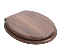 Asiento para inodoro con cierre suave, 2 piezas, de MDF, marrón, 44 x 38 cm | Cierre silencioso, parachoques deslizante, fijación estándar, fácil limpieza, uso interior
