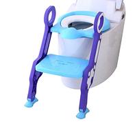 Asiento para ir al baño de los niños del bebé con la cubierta de la escalera Silla plegable del inodoro Entrenamiento para hacer pipí Orinal Potties-Blue