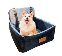 Asiento Perro Coche Pequeño,Asiento De Coche Para Perros,Cama Perro Coche Suave y Mullida Cuenta Con Dos Correas Ajustables,Para Guardar Cosas,Antideslizante,Para Perros (Negro y Gris,45x45x35 Cm)