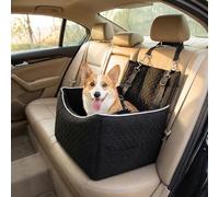 Asiento Perro Coche pour Petits et Moyens Animaux jusqu'à 15,8 kg, Asiento Coche Perro Avec Coussin Réversible Été/Hiver, Cama Perro Coche Déhoussable et Lavable Avec 2 Ceintures, Gris
