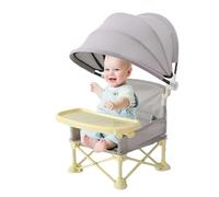 Asiento portátil para bebé con bandeja, silla plegable para alimentación de bebé, asiento de comedor para niños pequeños con toldo para acampar al aire libre, picnic, viajes, playa, césped, hogar