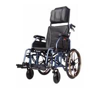 Asiento reclinable Silla de ruedas manual de aleación de aluminio Capacidad de carga de 150 kg Diseño de marco doble Silla de ruedas reclinable, con cojín