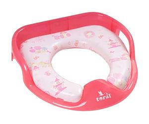 Asiento Reductor Acolchado con Asas para WC. Ayuda al aprendizaje de bebés y niños. Adaptador infantil portátil para váter MundiBebé +18 meses. Modelo Princesa