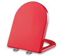 Asiento rojo y alargado de inodoro con tapa y asiento de inodoro en silencio, asiento de inodoro suave y cercano con liberación rápida y bisagra ajustable de 360 °, fácil de instalar y limpiar, en