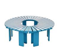 Asiento semicircular para árbol, bancos de jardín envolventes, soporte para plantas resistente a la intemperie, banco de listones decorativo para parque, porche y patio trasero(Azul,Half Round)