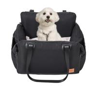 Asiento trasero para perros, 49 x 42 x 30 cm, para perros grandes y medianos, lavable, con cojín grueso y correas de seguridad (negro, 49 x 42 x 30 cm)