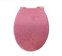Asientos de inodoro asiento de resina de resina de color rosa asiento de inodoro en silencio y lento con bisagras de liberación rápida, fáciles de instalar y limpiar, 360 ° de bisagras de acero
