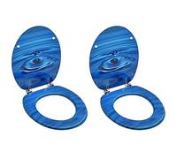 Asientos de inodoro con tapa 2 uds MDF azul diseño gota de agua,Bricolaje,Fontanería,Piezas y herramientas para componentes de fontanería,Accesorios de baño y bidé,Asientos de inodoros y bidés-3056406
