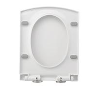 Asientos de inodoro multifuncionales de cierre silencioso, material de polipropileno, tipo rectangular, grueso, silencioso, ralentizado, se adapta a todos los inodoros normales, blanco (blanco)