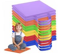 Asientos flexibles, cojines de piso para el aula, 12 piezas de 12 pulgadas impermeables con asiento flexible con manija, asiento de piso rectangular de 6 colores, cojines de piso para niños, asiento