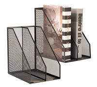 ASIFMTHOT Revistero de alambre de metal, soporte de malla para escritorio, accesorios de escritorio de oficina, caja de archivos decorativa, negro, paquete de 2
