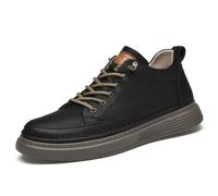 Asifn Hombres Zapatos Casuales Altura Invisible Zapatos Deportivos De Cuero con Cordones Moda Transpirable Cómodo y Ligero Negro 40 EU