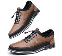 Asifn Hombres Zapatos de Cómodos Cuero Oxford de Negocios con Cordones británicos Casuales para Zapatos de Oficina de conducción clásicos Transpirables Marrón 39 EU