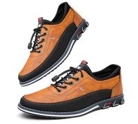 Asifn Hombres Zapatos de Cómodos Cuero Oxford de Negocios con Cordones británicos Casuales para Zapatos de Oficina de conducción clásicos Transpirables Amarillo 41 EU