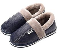 Asifn Zapatillas de Invierno Para Hombres y Mujeres en Casa Zapatos Calientes Zapatos de Cuero y Algodón Para Mantenerse Calientes（Azul，48/49 EU，49/50 Tallas de la Marca