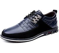 Asifn Zapatos de Cómodos Cuero Oxford de Negocios con Cordones británicos Casuales para Hombres Zapatos de Oficina de conducción de Empalme clásicos Transpirables（Azul,39 EU