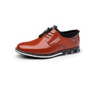 Asifn Zapatos Oxford Casual para Hombre En Cuero Zapatos Formales Planos con Cordones para Oficina Cómodos y De Moda Marrón 38 EU