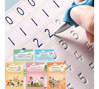 ASIGN Magic Ink Copybooks para niños, libros de trabajo reutilizables de escritura a mano para preescolares, diseño de plantilla y ayuda para escribir a mano (versión ampliada, 4 libros)