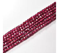 Asingeloo Cuentas de granate natural de 2,5 mm, cuentas cuadradas facetadas pequeñas facetadas para hacer joyas, pulseras, collares, 15 en una hebra