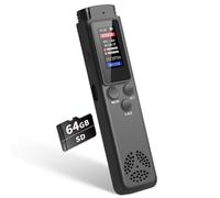 ASINNO Grabadora de Voz Digital de 64 GB, activada por Voz, Reproductor de MP3, USB-C, cancelación de Ruido, protección con contraseña