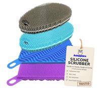 Asiopphire Esponjas de silicona para platos, paquete de 4 esponjas de doble cara, grado alimenticio, esponja de silicona sin BPA y limpieza de la casa