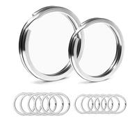 ASIRYVA 12 aros para llavero, llaveros para llavero, llaves de coche, anillo de placa de perro, manualidades, anillos divididos planos de 1.2 pulgadas, 6 piezas, 1 pulgada -6 piezas (plata), Color