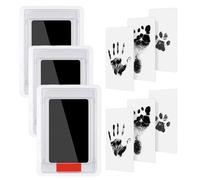 ASIRYVA Kit de 3 piezas de huellas de manos y pies de bebé, seguro, sin tintas, no tóxico para bebés y kit de huellas de mascotas (negro)