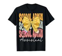Asistente de administración de la Escuela Groovy Coquette Bow Regreso a la Escuela Camiseta