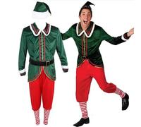 Asistente de disfraz - Festive Uniform, Animated Costume | Assistant Green Tunic Outfit, Flared Shirt Ornament For Men, Pants, Socks, And Beard Set, Costumes Accessory For December Celebrations