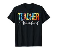 Asistente de Profesor de Regreso a Clases teñido Anudado Retro arcoíris Camiseta